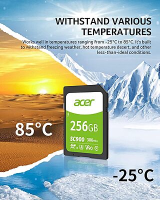 Acer SC900 256GB SDXC Memory Card – UHS-II | Up to 300MB/s Read | 5Y Warranty