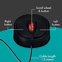Zebronics Rise Wired Mouse – 1200 DPI, USB, ergonomic design, smooth tracking, ideal for gaming and office use, durable build, plug and play, compatible with multiple operating systems.