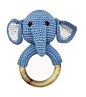 Milo The Elephant Wooden Crochet Baby Rattle