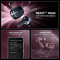 boAt Nirvana Space Truly Wireless in-Ear w/ 360º Spatial Audio, ANC Up to 32dB, 100hrs Playback, 4 Mics with AI-ENx™, Adaptive EQ, in-Ear Detection, DLC Drivers & Fast Pair