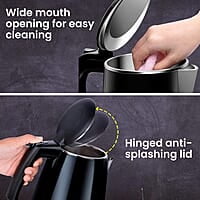 AGARO Royal Double Layered Kettle, 1.5 Litres, Double Layered Body, Cool Touch Handle , Dry Boiling Protection, Stainless Steel Inside Body, 1500W