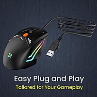 Portronics Vader Grey Gaming Mouse – 6400 DPI, ergonomic design, customizable buttons, RGB lighting, high precision, smooth tracking, durable build.