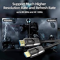Uport 8K HDMI 2.1 Cable 30m – Fiber Optic UHD, supports 8K@60Hz, 4K@120Hz, HDR, and eARC. Ideal for gaming and home theater setups. Durable, lightweight, and flexible design for easy installation.
