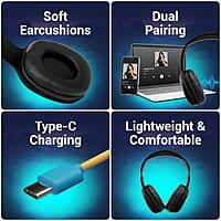 ZEBRONICS Thunder PRO Over Ear Wireless Headphone with Dual Pairing, Gaming Mode, ENC, Bluetooth, Call Function, Aux, Micro SD, Voice Assistant, Deep Bass, Up to 60h Backup