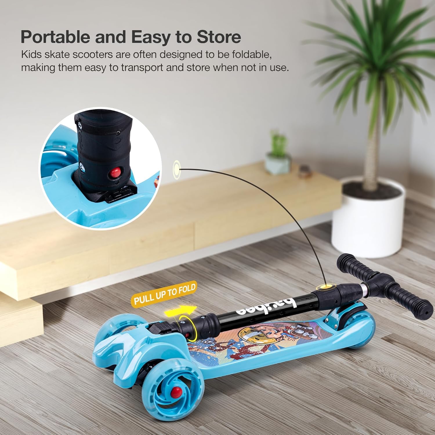 Baybee Flash Scooter for Kids with Foldable & Height Adjustable Handle- Blue Baybee Flash Scooter for Kids with Foldable & Height Adjustable Handle- Blue