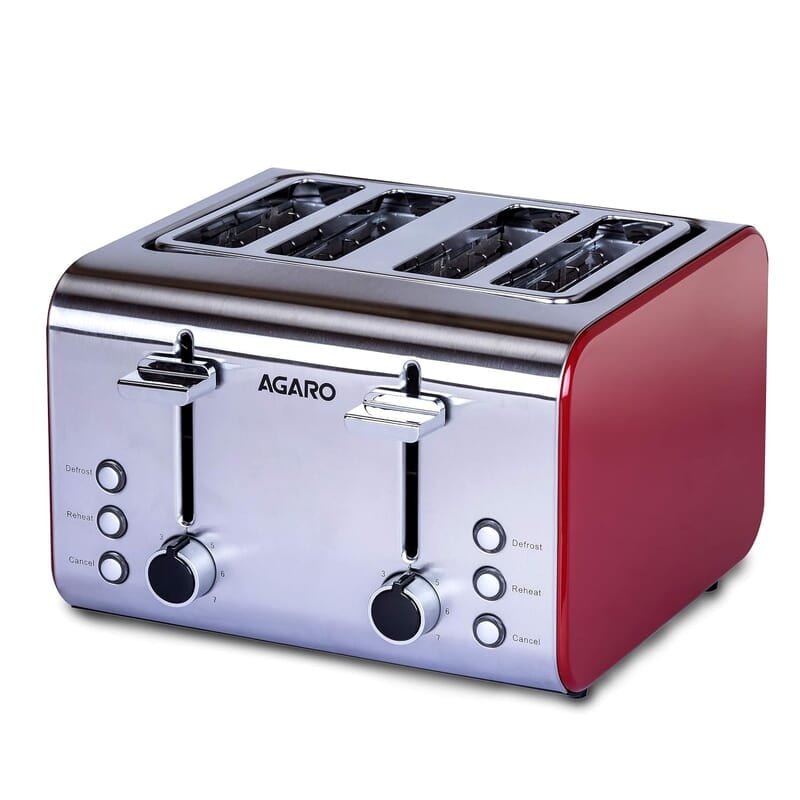 AGARO Grand Stainless Steel 4 Slice Pop-up Toaster 1600W
