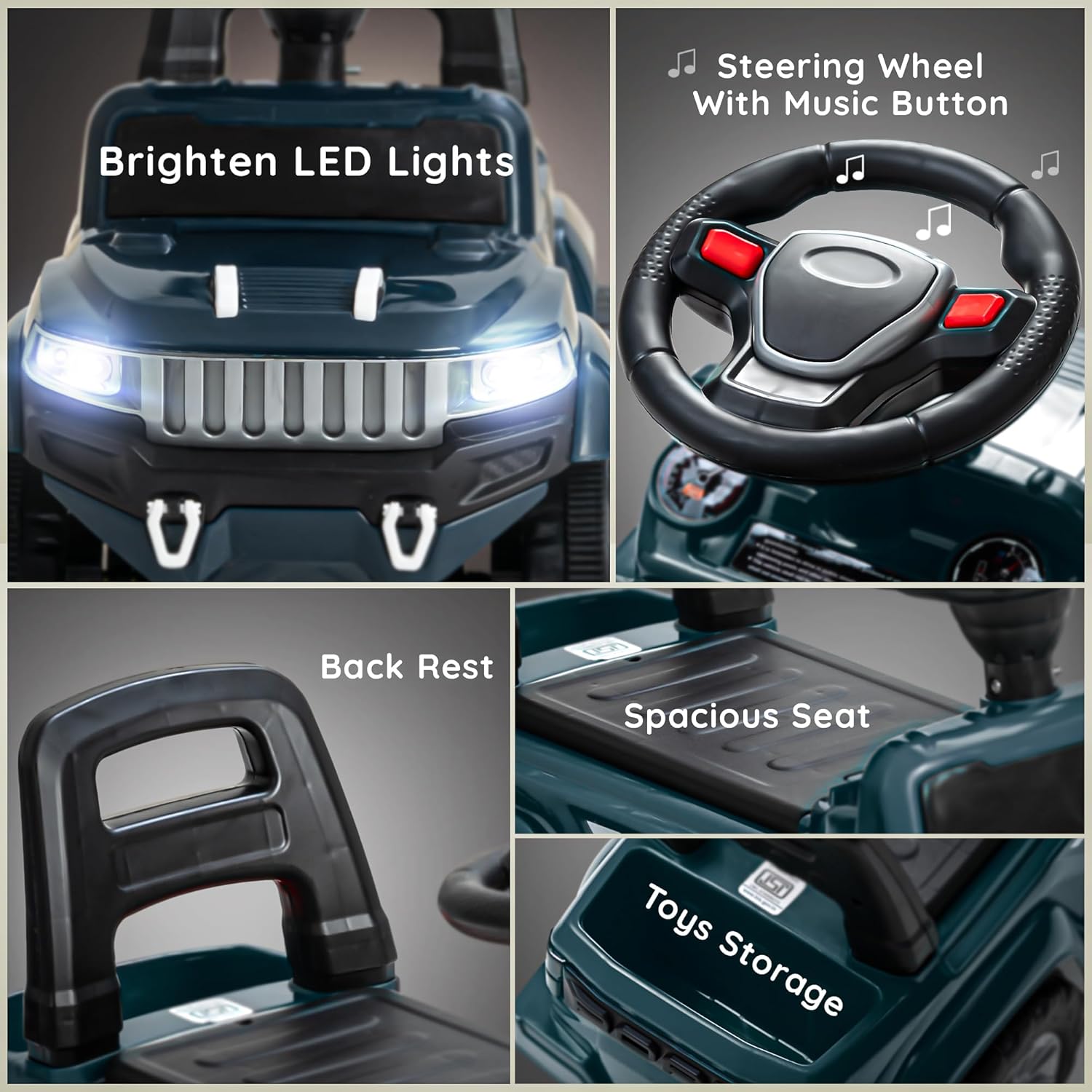 Baybee Push Ride on Baby Jeep for Kids Toys with LED Light & Storage Bin- Navy Blue Baybee Push Ride on Baby Jeep for Kids Toys with LED Light & Storage Bin- Navy Blue