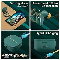 Zebronics DC Aquaman Edition Sound Bomb 7 TWS Wireless in Ear Earbuds with 40H* Backup, Rapid Charge, 50ms Gaming Mode, ENC mic, Voice Assistant, Flash Connect, Splash Proof, BT v5.2 and Type C
