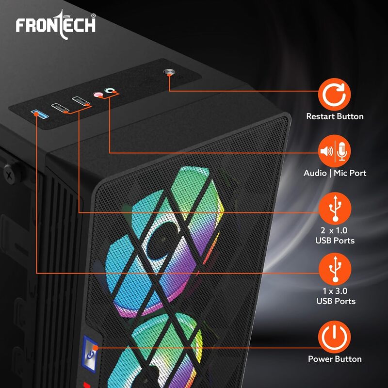 Frontech NICO FT-4357 Stylish Mid-Tower Gaming Case