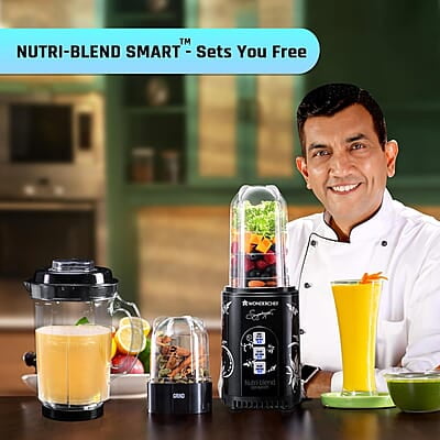 Wonderchef Nutri Blend Smart 3 Jar Automatic Mixer Grinder with Dual Pulse Function 22000 RPM 500 W