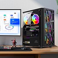 Ant Esports Elite 1100 Mid Tower Gaming Cabinet Black | ATX M-ATX ITX | 4 Rainbow Fans