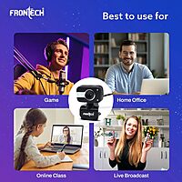 Frontech E-CAM FT-2252 HD Webcam – HD Video | Built-in Microphone | USB Plug & Play | Video Calling & Online Classes