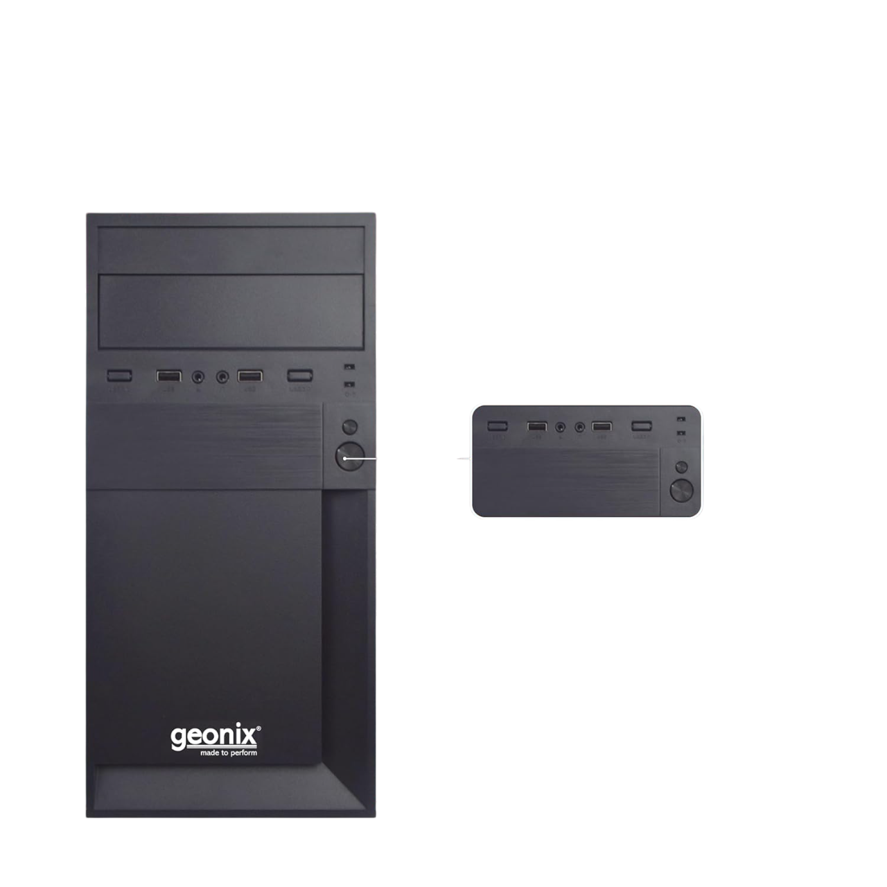 Geonix Metal Cabinet, Audio Port, 2 USB 2.0, Micro/Mini ATX, Black, Gx-1714