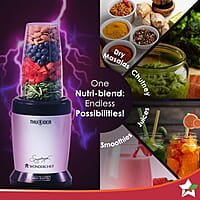 Wonderchef Nutri-Blend Thunder, 22000 RPM Mixer-Grinder, Blender, Stainless Steel 6-Blade 1000W