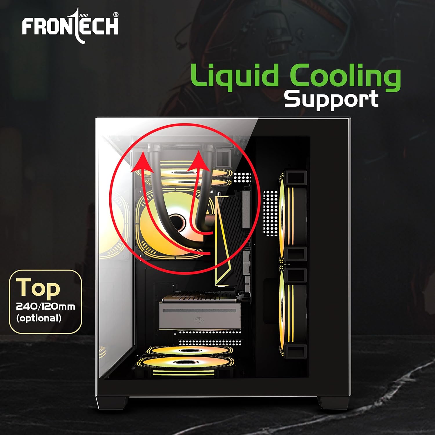 Frontech FT-4382 Mid-Tower Case USB 3.0 & Bottom PSU