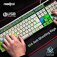Frontech NOVA KNIGHT KB-0045 – RGB gaming keyboard with mechanical feel, USB interface, anti-ghosting keys & durable, ergonomic design.