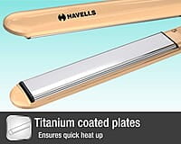 Havells HS4152 Titanium plates professional Hair Straightener; Adjustable temperature with instant heating