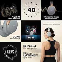 EVM WHF-01 Bluetooth Headphone with Mic - Grey