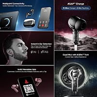 boAt Nirvana Space Truly Wireless in-Ear w/ 360º Spatial Audio, ANC Up to 32dB, 100hrs Playback, 4 Mics with AI-ENx™, Adaptive EQ, in-Ear Detection, DLC Drivers & Fast Pair