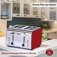 AGARO Grand Stainless Steel 4 Slice Pop-up Toaster 1600W