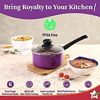 Wonderchef Valencia Non-Stick Sauce Pan with Glass Lid  1.5 litres 2.5 mm Thickness