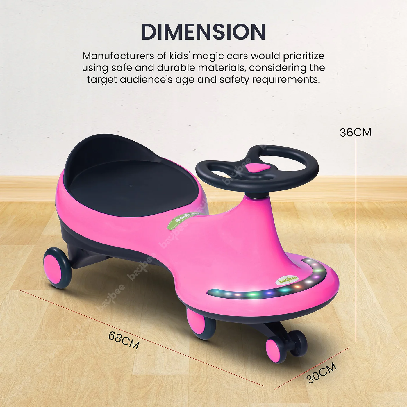 Baybee Trix Go Kids Magic Swing Cars for Kids-Pink Baybee Trix Go Kids Magic Swing Cars for Kids-Pink