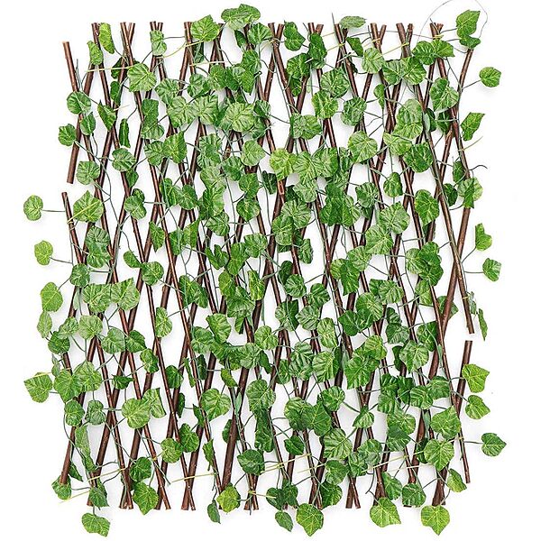 Expandable Wooden Panel Garden Fence with Artificial Leaves for Walls & Ceiling