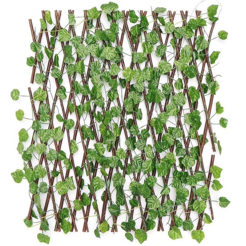Expandable Wooden Panel Garden Fence with Artificial Leaves for Walls & Ceiling
