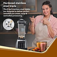 AGARO Royal Professional Blender/Grinder/Mixer, 2000W, 5 Preset Function 9 Speed Settings, Pulse & Timer, 2L & 600ml Small Grinding Jar