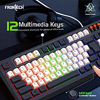 Frontech AERO BLADE KB-0044 – RGB gaming keyboard with mechanical feel, USB interface, anti-ghosting keys & ergonomic design. Built for speed.
