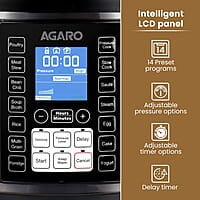 AGARO Imperial Electric Pressure Cooker, 6 litre, 14 Pre-Set multi Cooking Functions, Adjustable Pressure