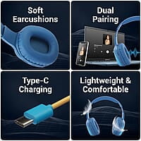 ZEBRONICS Thunder PRO Over Ear Wireless Headphone with Dual Pairing, Gaming Mode, ENC, Bluetooth, Call Function, Aux, Micro SD, Voice Assistant, Deep Bass, Up to 60h Backup