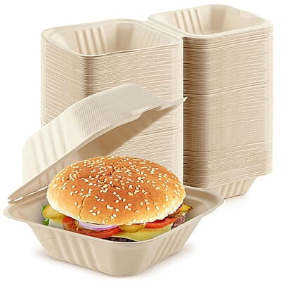 Clamshell 6"X6" Box Bagasse