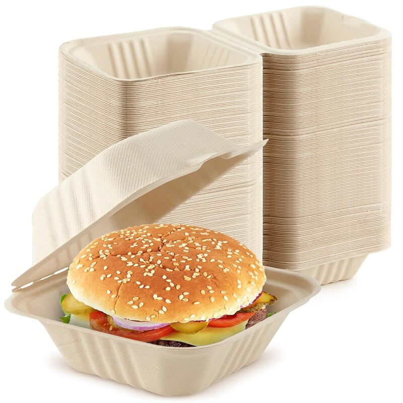 Clamshell 6"X6" Box Bagasse