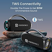 Portronics Radiant 2 POR 2787 Bluetooth Speaker – 30W | Wireless Mic | TWS | RGB | Black