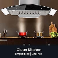 AGARO Grand Kitchen Chimney 90 cm 1200 m3/hr Auto-Clean Curved Glass Kitchen Hood