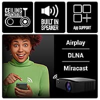 ZEBRONICS PIXAPLAY 16 Dolby Smart LED Projector, 4000 Lumens, 4K Support, 200 Inch Screen Size, USB, HDMI, AV, AUX, WIFI, 1080p Native, Supports Bluetooth, APP Support, Miracast, Airplay