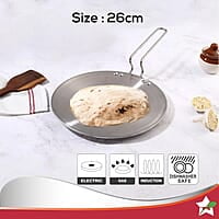 Wonderchef Nigella Tri-Ply 26 cm Roti Tawa 4mm Thickness Compatible with All cooktops
