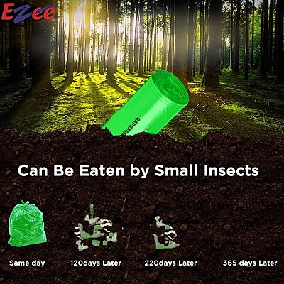 Ezee Plastic Disposable Garbage Bags, Green, Small, 30 Bags
