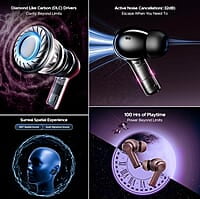 boAt Nirvana Space Truly Wireless in-Ear w/ 360º Spatial Audio, ANC Up to 32dB, 100hrs Playback, 4 Mics with AI-ENx™, Adaptive EQ, in-Ear Detection, DLC Drivers & Fast Pair