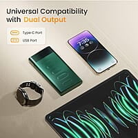 Ambrane 10000mAh Slim Power Bank, 20W Fast Charging, Dual Output, Type C PD (Input & Output), Quick Charge