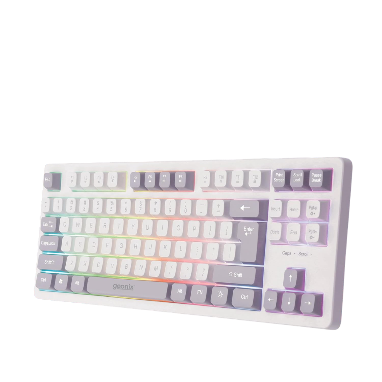 Geonix Vintage Retro Chiclet Keyboard, 87 Keys, PVC Cable, Durable, Compact & Slim Design, White Grey, KB4