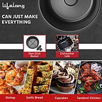 Lifelong Fryo Air Fryer 1400W with 4.5L Large Cooking Pan Capacity, Timer Selection and Fully Adjustable Temperature Control