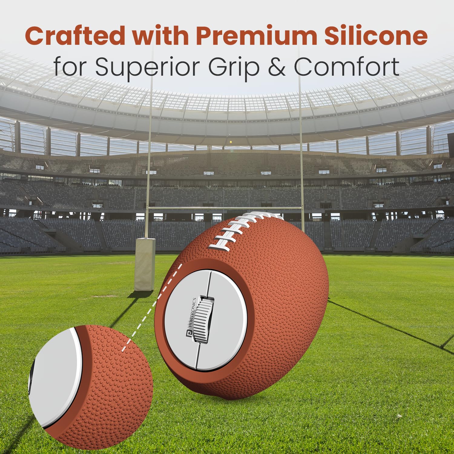 Portronics ToadPlay Rugby Mini Wireless Mouse – Dual Mode BT & 2.4GHz| Brown | 1 Year Warranty