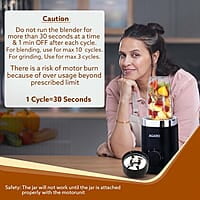 AGARO Galaxy 3 Jar Personal Blender, 400W, Serrated and Cross Blade with Detachable Base, Mixer/Grinder/Smoothie/Juice Maker, Black