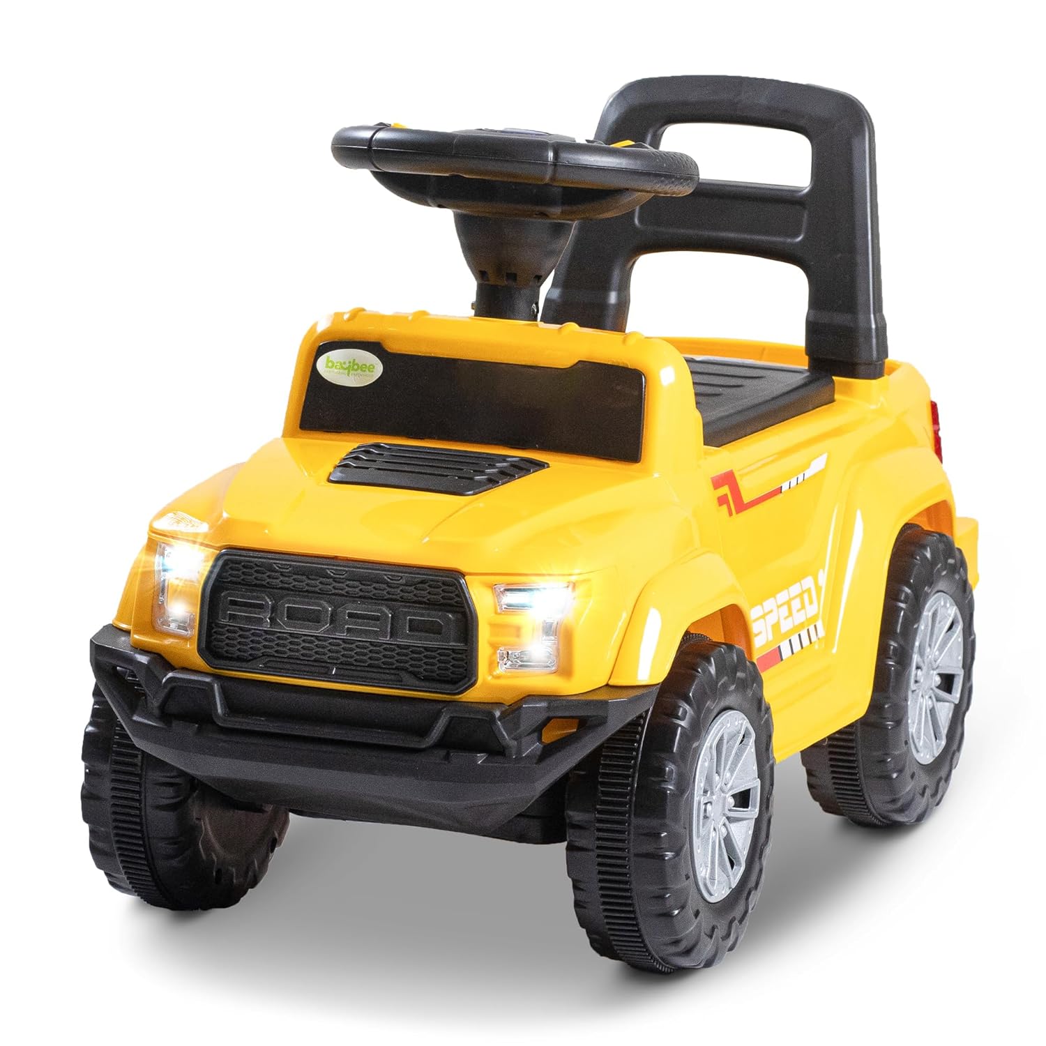 Baybee Push Ride on Baby Jeep for Kids Toys with LED Light & Storage Bin-Yellow