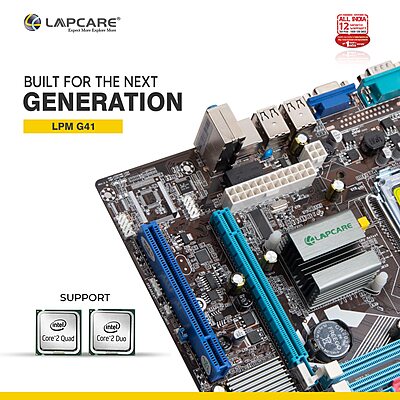 Lapcare LPM G41-D3 motherboard supports Intel LGA 775 CPUs and DDR3 RAM. A reliable choice for upgrading older desktops with stable performance.