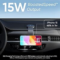 Ambrane 15W Qi-2 Car Dashboard Magnetic Wireless Car Charger for iPhone 15/15 Pro/15 Pro Max, iPhone 14/14 Pro/14 Pro Max, iPhone 13/12, Samsung & Other Qi-2 Device + Magnetic Ring