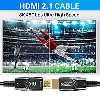 Uport 8K HDMI 2.1 Cable 20m – Fiber Optic, UHD, supports 8K@60Hz, HDR, and eARC. Ideal for gaming and home theater setups. Durable, lightweight, and flexible design for easy installation.