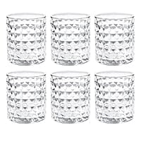 Treo by Milton Knitts 260 Glass Tumblers, Transparent, Knitt Textured Design Glasses Set of 6, 260 ml Each Ideal for Water, Juice, Cocktails, Mocktails